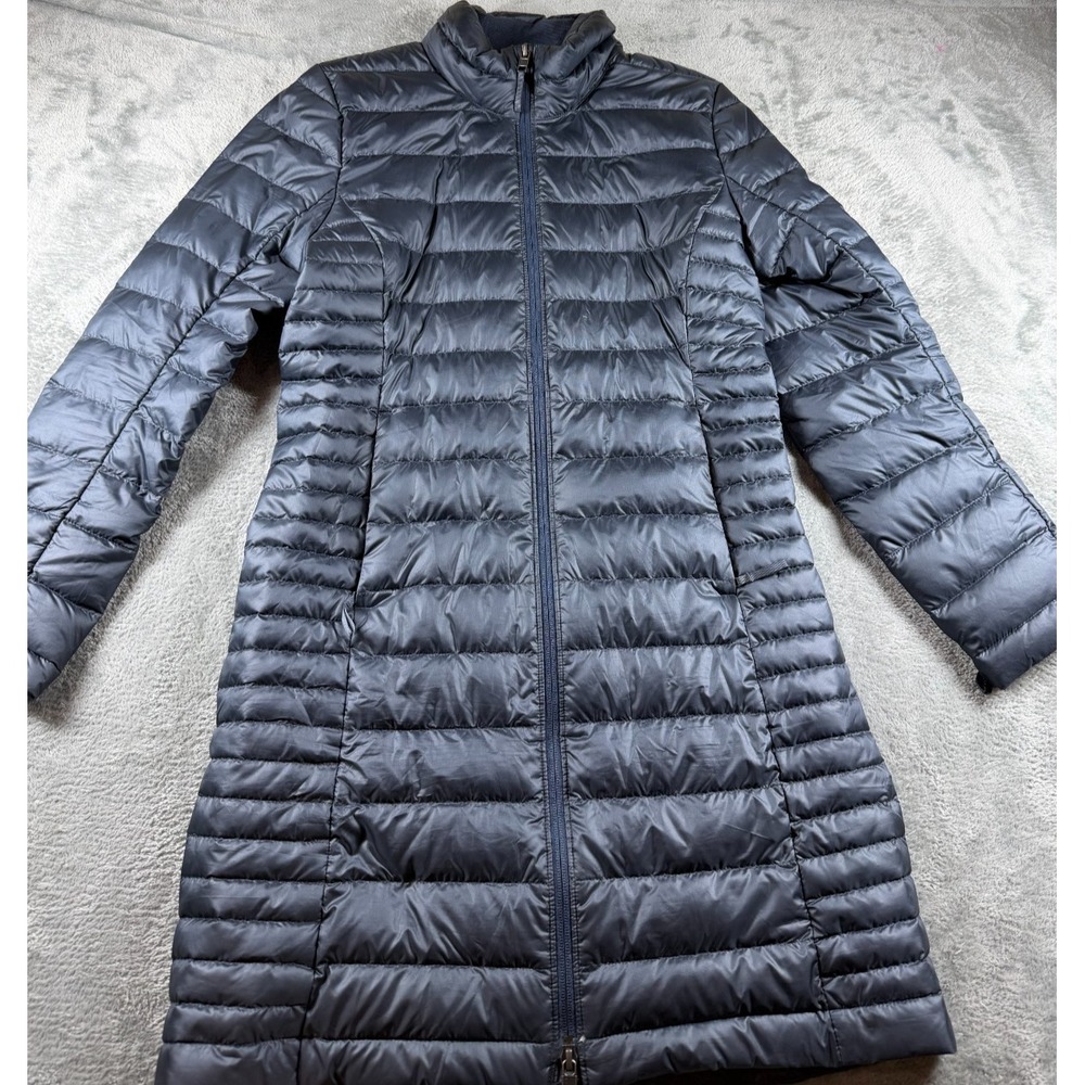 Patagonia Down Coat Womens XS Gray Long Puffer Jacket Recycled Duck Down